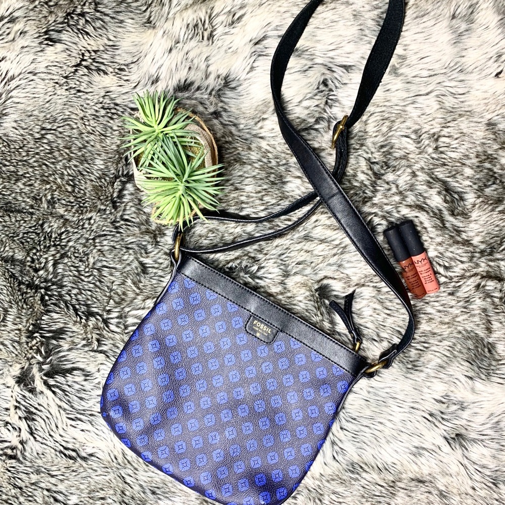 Fossil crossbody purse blue black